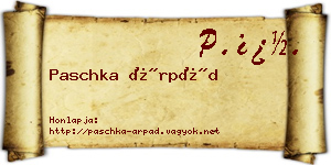 Paschka Árpád névjegykártya